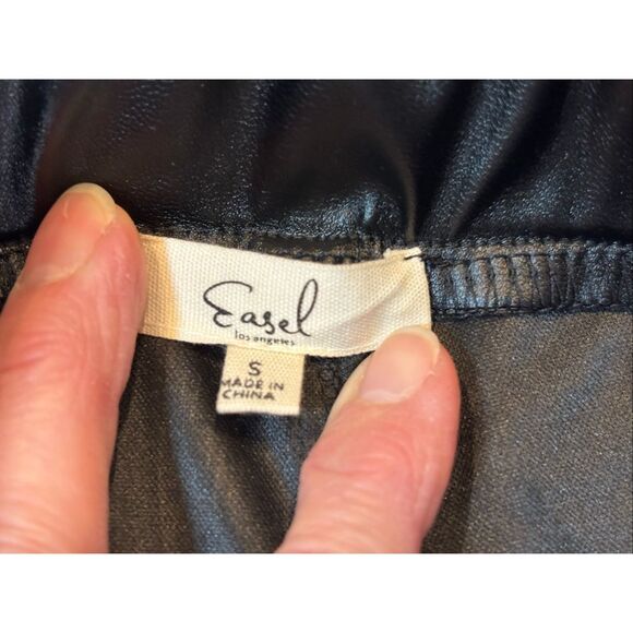 Easel Black Faux Leather Legging Pants Size S - Picture 6 of 6